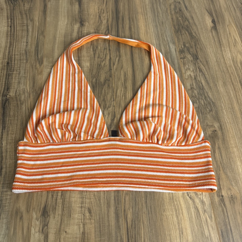 H&M Divided Womens Top XL Tight Knitted Orange Multicolor